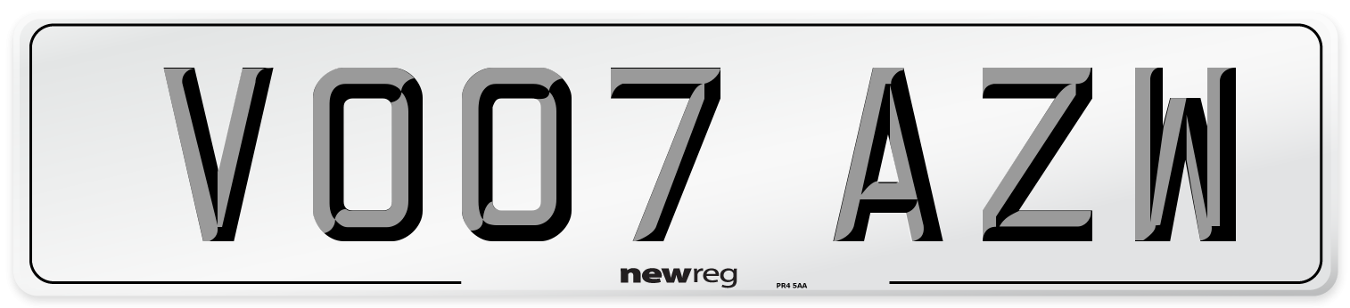 VO07 AZW Number Plate from New Reg